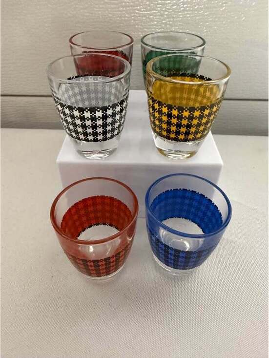 Other - Vintage Luminarc France Houndstooth Shot Glasses - Set of 6